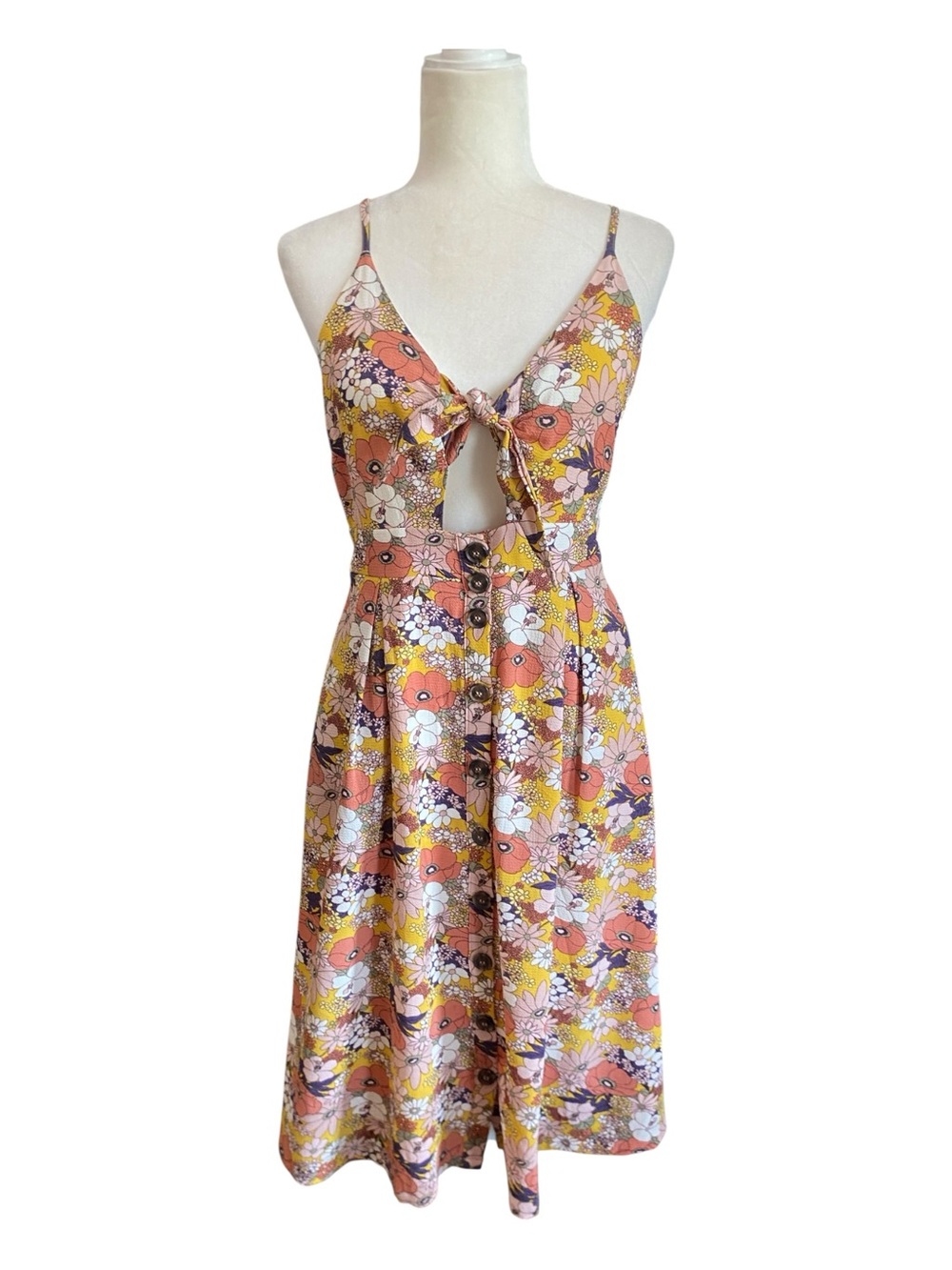 Gilli Womens Floral Print Key Hole Summer Dress